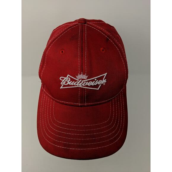 Budweiser Beer Strapback Hat Size OSFA Red Embroidered Logo SEE DESC - Picture 2 of 12